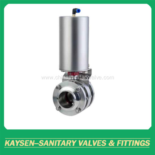 DIN Hygienic Pneumatic 3PCS Butterfly Valves Flanged